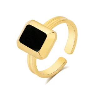 Bague ajustable Pixies acier doré noir