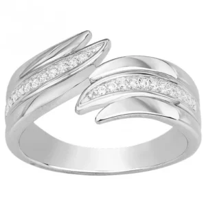 Bague croisée taille 54 argent rhodié 22 oxydes de zirconium