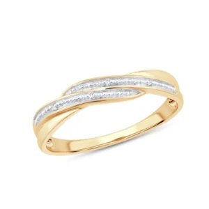 Bague croisée taille 54 or bicolore 375 4 diamants – Image 1