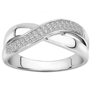 Bague croisée taille 56 argent oxydes de zirconium