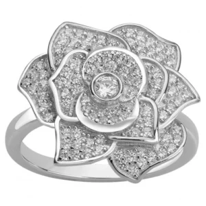 Bague fleur taille 56 argent 96 oxydes de zirconium