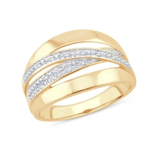 Bague large taille 54 or jaune 375 13 diamants