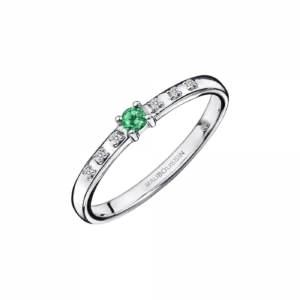Bague Mauboussin taille 53 Capsule d'Émotions or blanc diamants et émeraudes