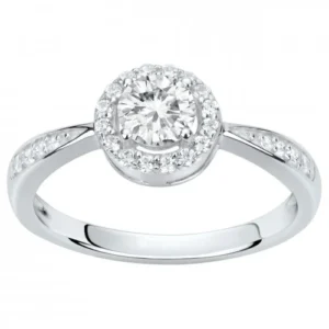 Bague solitaire entourage taille 54 argent rhodié