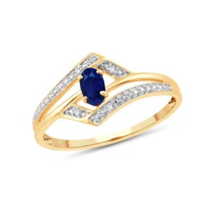 Bague taille 54 or jaune 375 saphir 0,35 ct et 4 diamants