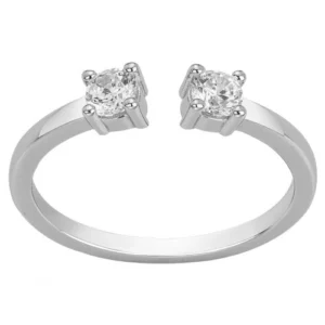 Bague Toi et Moi taille 54 argent 2 oxydes de zirconium