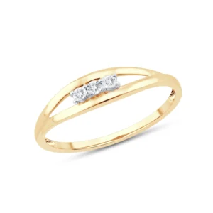 Bague trilogie ajourée taille 54 or jaune 375 3 diamants