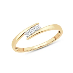 Bague trilogie taille 54 or jaune 375 3 diamants