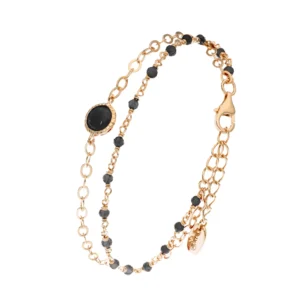 Bracelet Orus argent doré spinelle noir