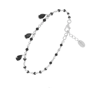 Bracelet Orus argent rhodié spinelle noir