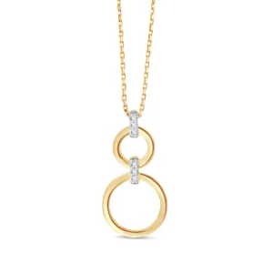 Collier cercles entrelacés or jaune 375 6 diamants