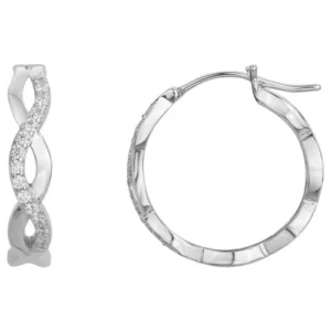 Créoles torsadées argent rhodié 26 oxydes de zirconium