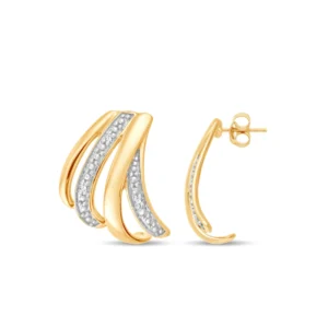 Demi-créoles griffes or bicolore 375 6 diamants