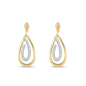 Pendants d'oreilles double goutte or jaune 375 diamants