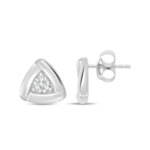 Puces d'oreilles triangle or blanc 375 6 diamants