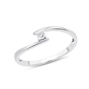 Solitaire taille 54 or blanc 375 diamant 0,014 ct
