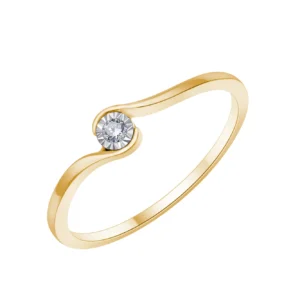 Solitaire taille 54 or jaune 375 diamant 0,015 ct